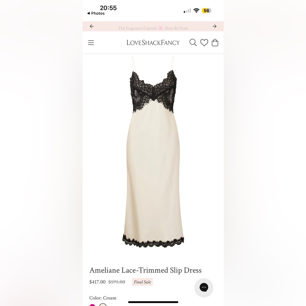 Loveshackfancy Ameliane Lace-Trimmed Slip Dress size 2